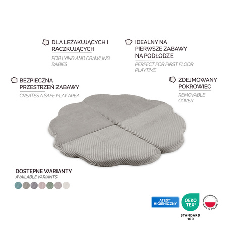 MISIOO Mata kwiatek, 115x115x5cm, beżowy, sztruks premium, fluffy flower