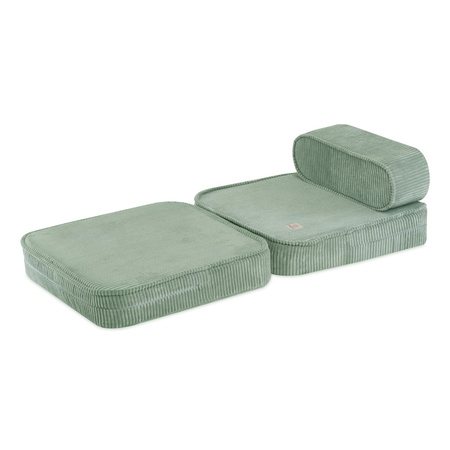 MISIOO Kinderklappsessel, 150x60x25 cm, grüner Premium-Cord