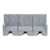 MISIOO Sofa,szara- jasnoszare guziki + podnóżek ,velvet, 3-osobowa - kolekcja premium
