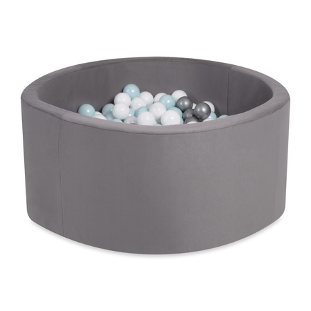 MISIOO Suchy basen, 90x40 cm, okrągły, szary, velvet