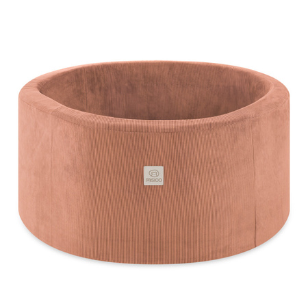 Misioo Basen z piłkami, miedziany/ ceglany, okrągły, sztruks, 90x40, 300 piłek: perłowy, jasnoróżowy, złoty