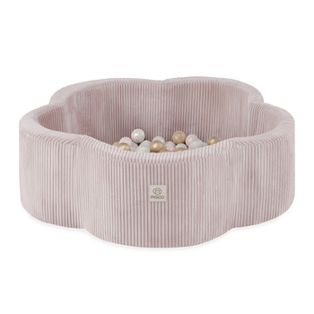 MISIOO Bällebad , 95x30, hellrosa, Premium-Cord, Floral Fun Zone, 200balls: pearl, hellrosa pearl, gold, Floral Fun Zone