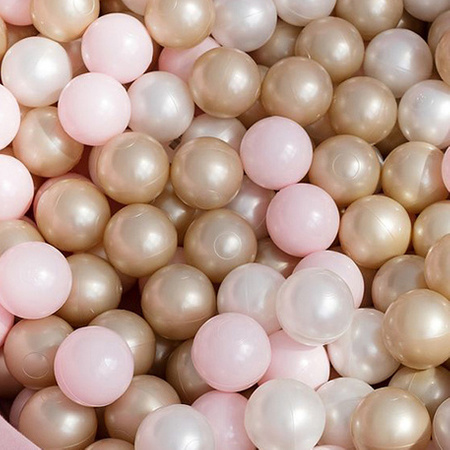 MISIOO Suchy basen kwiatek , 95x30, jasny róż, sztruks premium, Floral Fun Zone, 300piłek: perłowy, jasny różowy perłowy, złoty