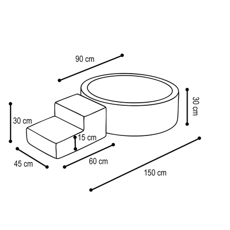 MISIOO Spielplatz Bällebad 90x30 + Stufe (+200 Bälle: Perle, Gold, Gelb), beige, Premium-Cord