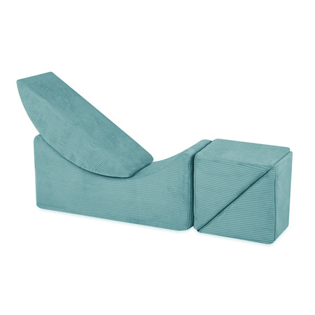MISIOO Kinder Chaiselongue, Liege, 145x35x45cm, hochwertiger blauer Kord