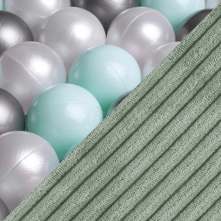 MISIOO Dry flower pool, 95x30, grün, Premium Cord, Floral Fun Zone, 200 Kugeln: pearl, pearl mint, silver