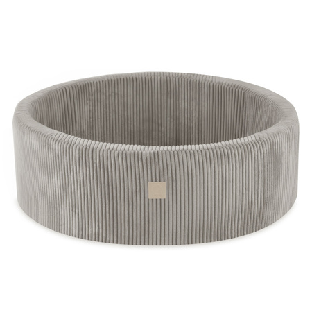 Misioo Piscine à balles, beige, ronde, velours côtelé de qualité supérieure, 90x30, 200 balles : perle, rose clair, or