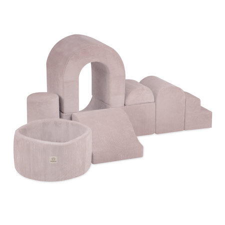 MISIOO Spielplatz-Schloss mit Pool+150 Bälle (Perle, Gold), hellrosa, Premium-Cord