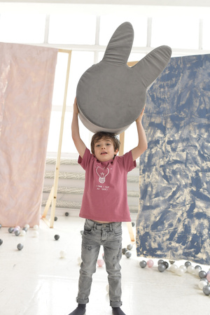 MISIOO Pufa, 46x25 cm, miś, różowy