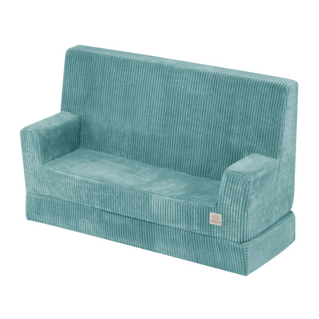 MISIOO Sofa z podłokietnikami Foldie, niebieski sztruks premium