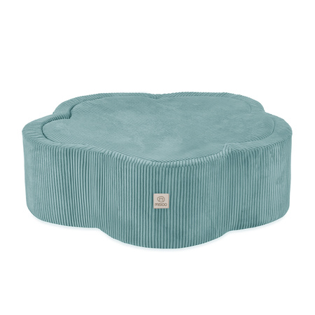 MISIOO Bällebad mit Matte, 95x30, blau, Premium Cord, Floral Fun Zone, 200 Bälle: pearl, pearl mint, silver