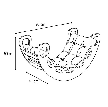 MISIOO Bujak Small Rocker 4 w 1 + ścianka wspinaczkowa/zjeżdżalnia + poduszka (szary Velvet), biały Wooden Play