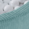 MISIOO Bällebad, blau, rund, Premium-Cord, 90x30, 200 Bälle: pearl, pearl mint, silber