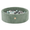 MISIOO Spielplatz 3 Elemente + Trockenbecken 90x30 (+200 Bälle: Perle, Perlmutt, Silber), grün, Premium Cord