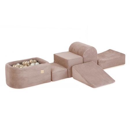 Misioo Mini-Spielplatz (+Pool und 100 Bälle), rosa, Premium-Cord