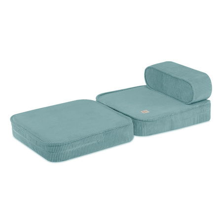 MISIOO Kinderklappsessel, 150x60x25 cm, Premium Cord blau