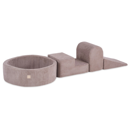 MISIOO Spielplatz 3 Elemente + Trockenpool 90x30 (+200 Bälle: Perle, Gold, Gelb), beige, Premium Cord