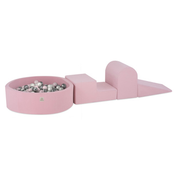 MISIOO Spielplatz 3 Elemente + Trockenbecken 90x30 (+200 Bälle: pearl, silver, light pink pearl), rosa, smart