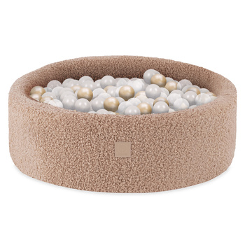 Misioo Pool mit Kugeln, beige, rund, boucle, 90x30, 200 Kugeln: perlmutt, gold, transparent