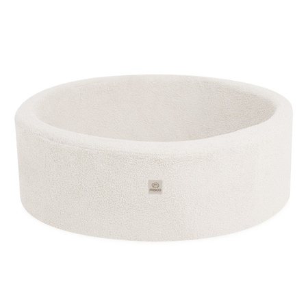 MISIOO Dry Pool, rund, 90x30 cm, cremefarbenes Lammfell (+ 200 Kugeln gold, perlmutt, transparent)