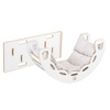 MISIOO Kleine Wippe 4-in-1 Wippe + Kletterwand/Rutsche + Kissen Hellbeige, weiß Holzspiel