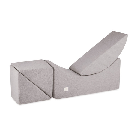 MISIOO Kinderchaiselongue, Liege, 145x35x45cm, graues Lammfell