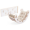 MISIOO Small Rocker 4-in-1 Wippe + Kletterwand/Rutsche + Kissen (beige/gold Velvet), weiß Wooden Play