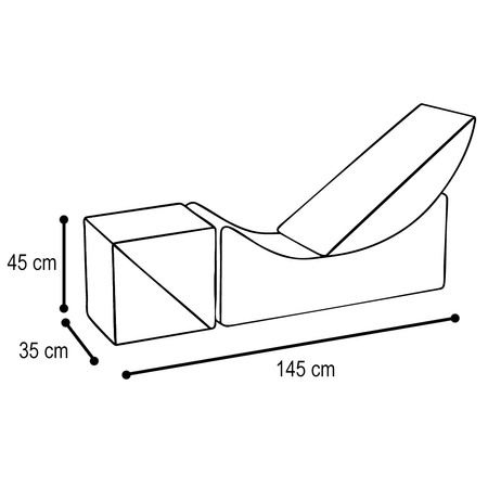 Kinder Chaiselongue Faltbar Schaumstoff Spielplatz Grau Cord 145x35x45 cm