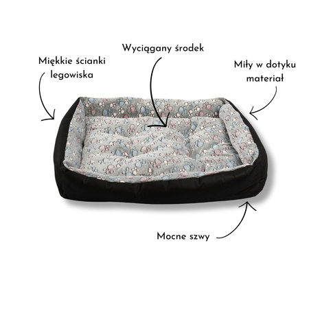 Couch bed Polar Gray with patterns