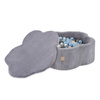 MISIOO Dry flower pool with mat , 95x30, gray, premium corduroy, Floral Fun Zone, 200 balls: pearl, silver, light blue