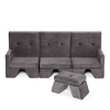 MISIOO Sofa, grau - schwarze Knöpfe + Fußstütze, Samt, 3-Sitzer - premium collection