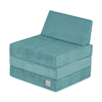 MISIOO Materac duży z zagłówkiem Foldie, niebieski sztruks premium