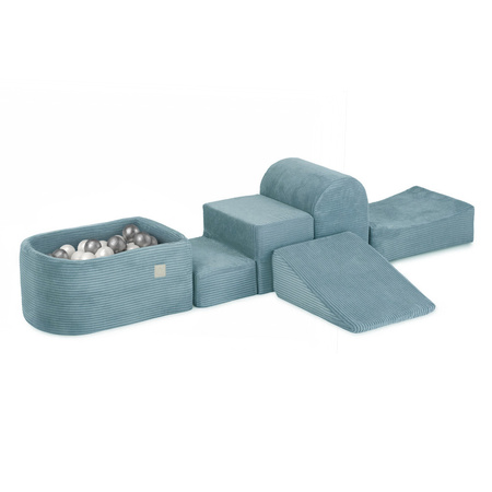 MISIOO Mini-Spielplatz (+Pool und 100 Bälle:Perle, Silber), blau, Premium-Cord