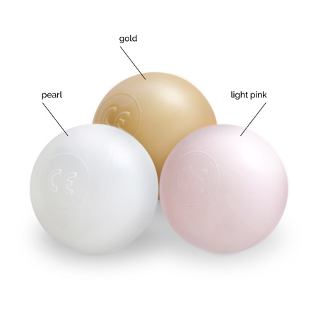 MISIOO Bälle für das Bällebad, 6 cm, 200er Set: Perle, Gold, Hellrosa