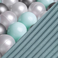 Blauer Cord, Bälle: perlmuttfarben, perlmuttfarben-mint, silberfarben