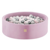 Misioo Ballpool, rosa, rund, Velours, 90x30, 200 Bälle: rosa, silber, perlmutt