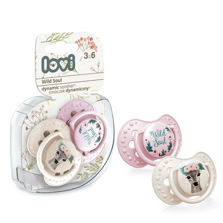 Lovi dynamic silicone pacifier 3 m + Wild Soul Girl 2 pcs. Orthodontic