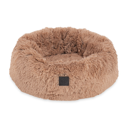 Plush round bed - cushion FLUFFY Dark beige, 55x55 cm