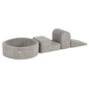 MISIOO Spielplatz 3 Elemente + Trockenpool 90x30 (+200 Bälle: Perle, Gold, Gelb), beige, Premium Cord