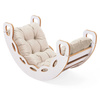 MISIOO Small Rocker 4-in-1 Wippe + Kletterwand/Rutsche + Kissen (beige/gold Velvet), weiß Wooden Play