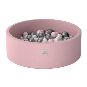 Misioo Pool mit Kugeln, rosa, rund, Baumwolle, smart, 90x30, 200 Kugeln: pearl hellrosa, silber, pearl