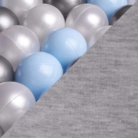 Misioo Ballpool, hellgrau, rund, Baumwolle, smart, 90x30, 200 Bälle: hellblau, silber, perlmutt