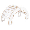 MISIOO Small Rocker 4-in-1 Wippe + Kletterwand/Rutsche + Kissen (rosa Samt), weiß Holzspielzeug