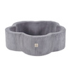 MISIOO Bällebad, 95x30, grau, Premium Cord, Floral Fun Zone, 200 Bälle: perle, silber, hellblau