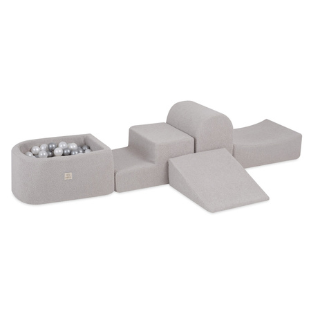 MISIOO Mini Spielplatz (+Pool und 100 Bälle), graues Lammfell