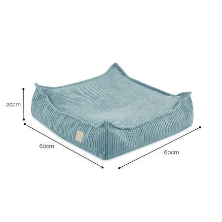 MISIOO pouf, 60x60 cm, floor cushion , blue, premium corduroy