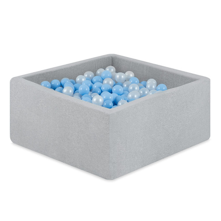 MISIOO Dry pool, 130x130x50 cm, quadratisch, hellgrau, Baumwolle, smart