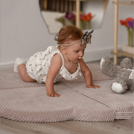 MISIOO Mata kwiatek, 115x115x5cm, jasny róż, sztruks premium, fluffy flower