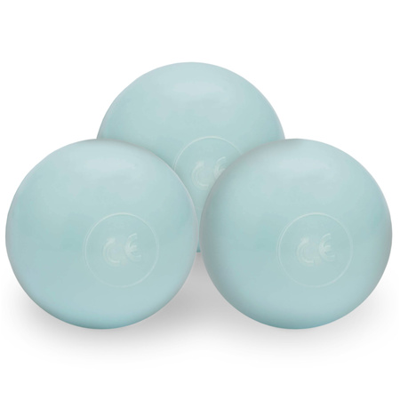 MISIOO Bällebad, blau, rund, Premium-Cord, 90x30, 200 Bälle: pearl, pearl mint, silber