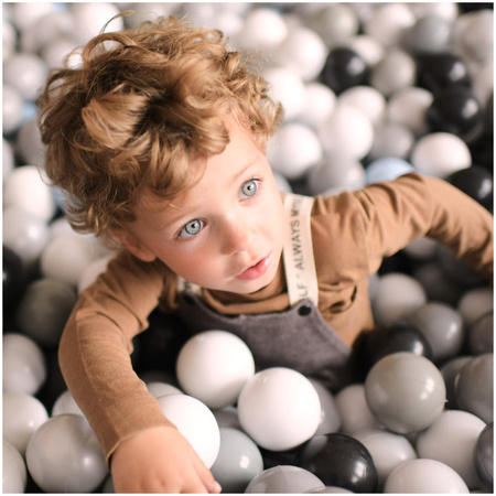 MISIOO Dry pool balls, 6 cm, set of 200 pcs: pearl, transparent, silver